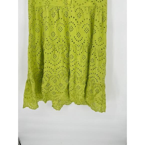 Civico 51 Eyelet Lace Lime Green Dress Size Large Made Italy Sleeveless Popover - Picture 3 of 7